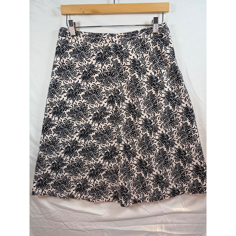 Gap‎ Black White Floral Swirl A-Line Cotton Skirt Size 1 (2-4) knee length